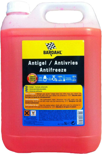 Охолоджувальна рідина BARDAHL G12+, концентрат, червоний, 5 л (8513)